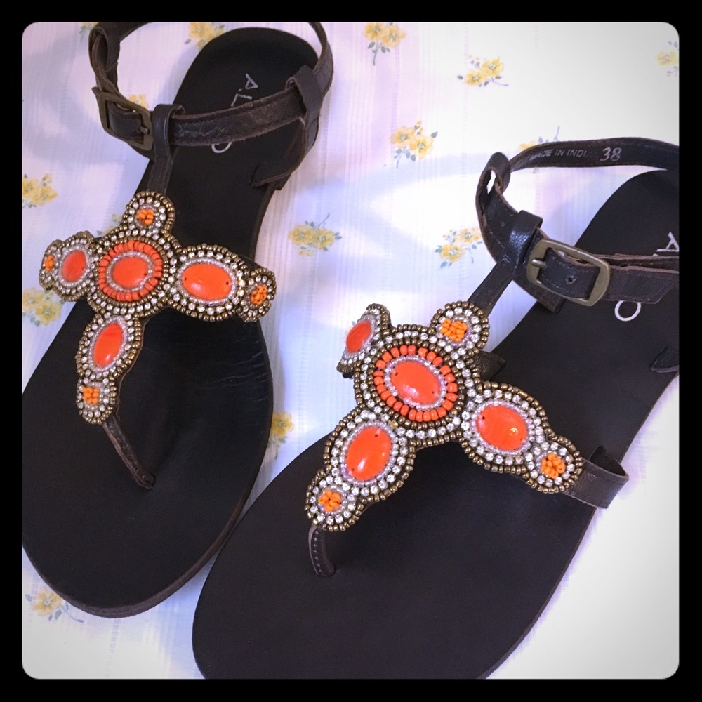 ALDO coral beaded sandals